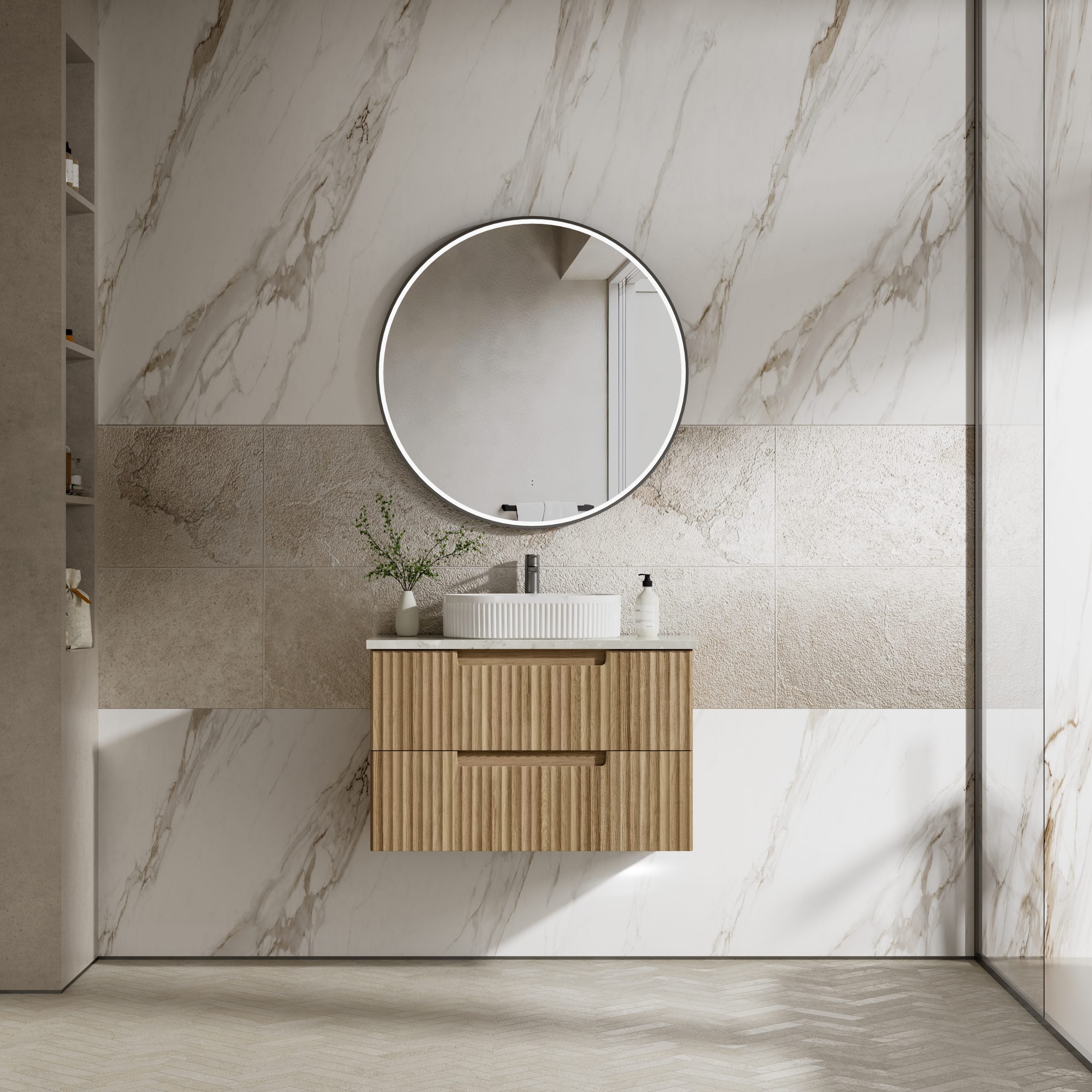 Lovina Tier Wall Hung Vanity in Harvest Oak - All Sizes Available