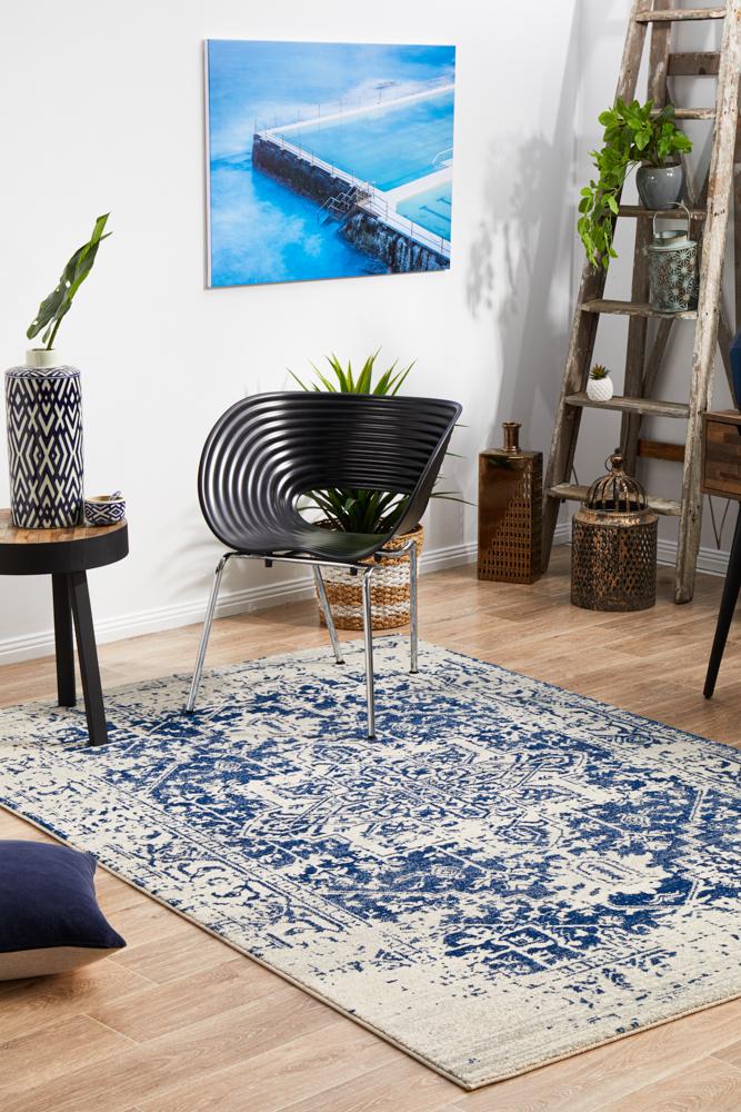 Hot! Evoke Horizon White Navy Transitional Rug