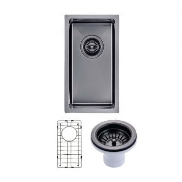 Hot Deal! Gun Metal Grey Handmade 1.2mm 304 Stainless Steel Single Sink Set 250x450x215mm