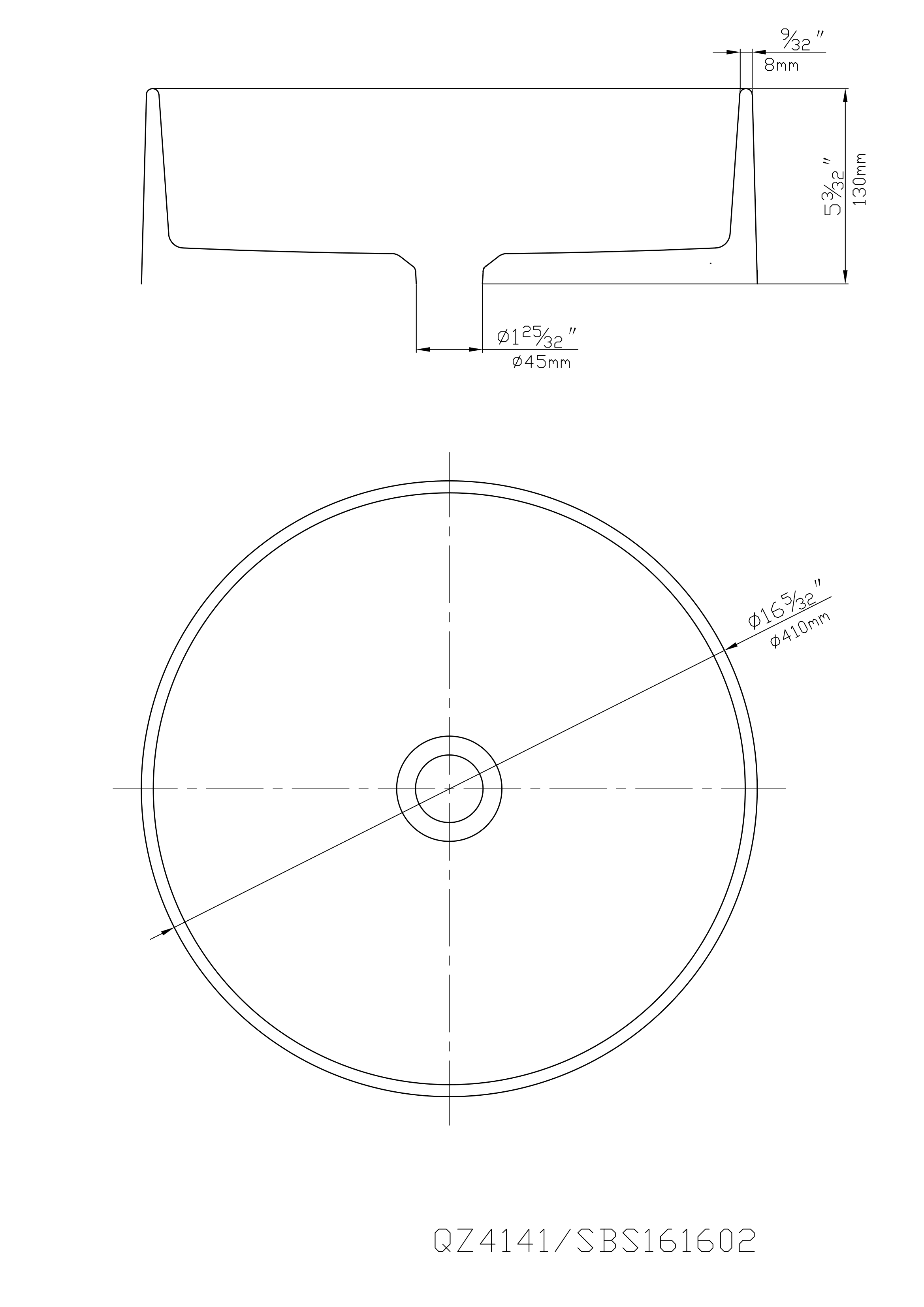 Hot Deal! Matte Black POS Round Quartz Undermount Kitchen Sink 410x410x210