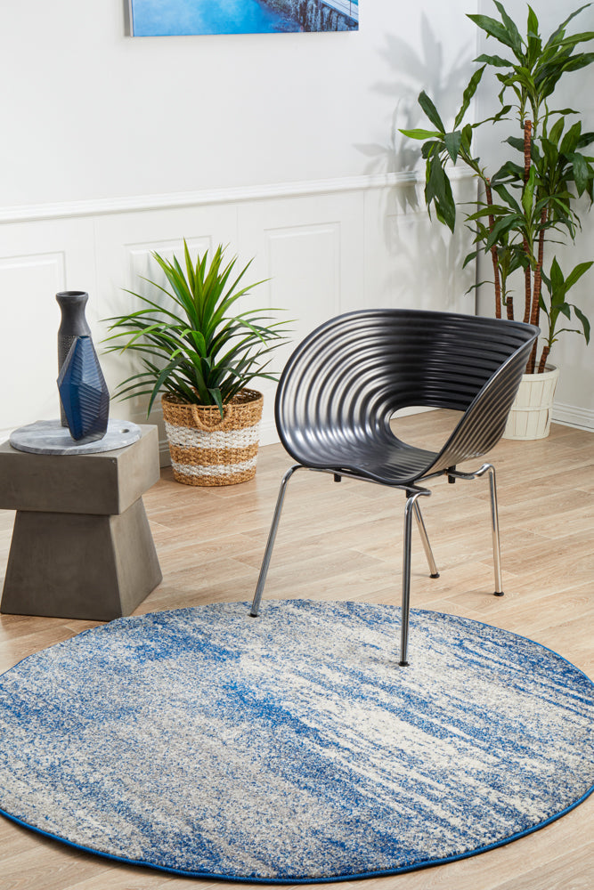 Modern Blue Grey Round Mirage Casandra Dunescape Rug - Trendy & Timeless Offer