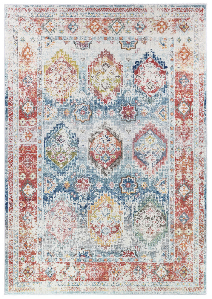 Grey Turkey-Made Machine-Woven Polypropylene Morocco 0414A Tile Rug