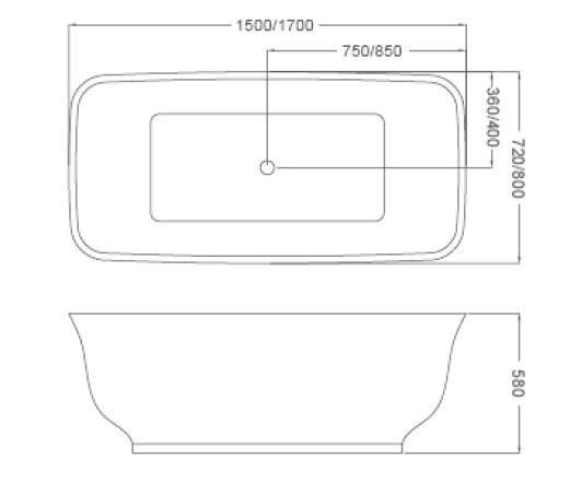 1700mm Gloss White Freestanding Libra Luxury Bathtub