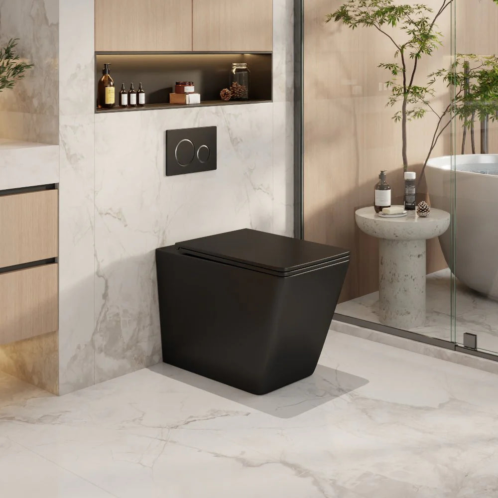 Enox99 Matte Black Rimless Wall - Faced Floor - To - Ceiling Toilet Pan