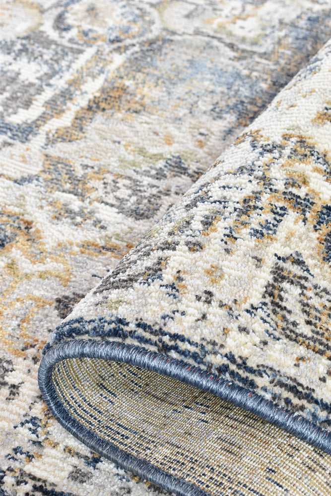 Trendy and Elegant Medina Dark Blue Machine - Made Polypropylene Rug 0318A