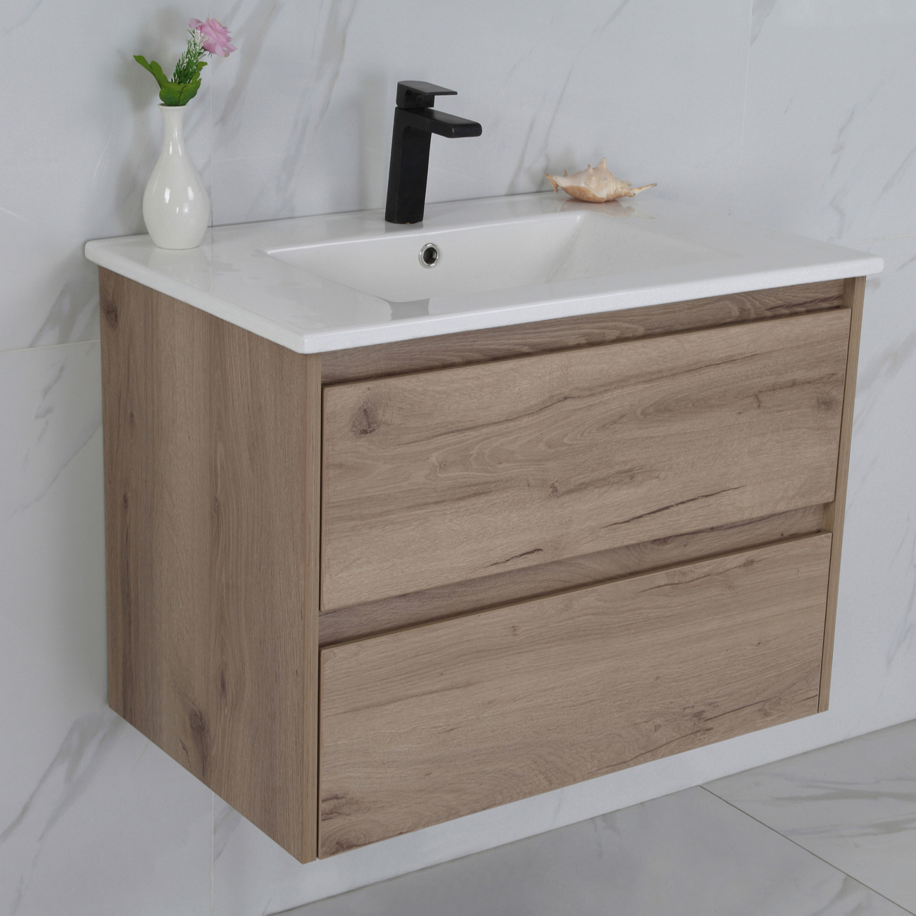 Exclusive MAX MDF Wall Hung Vanity in Natural Oak (All Sizes)