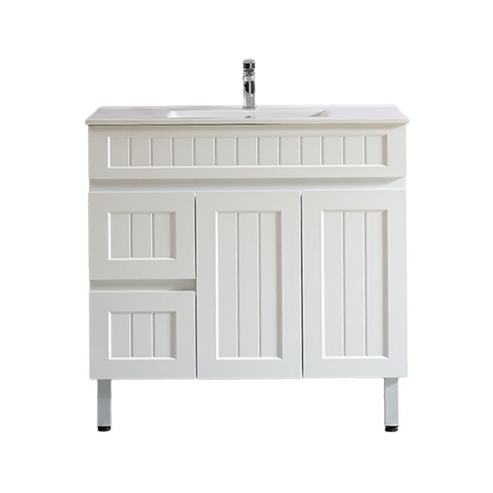 Exclusive Sale! Acacia 900mm Matte White PVC Floor Standing Shaker Vanity