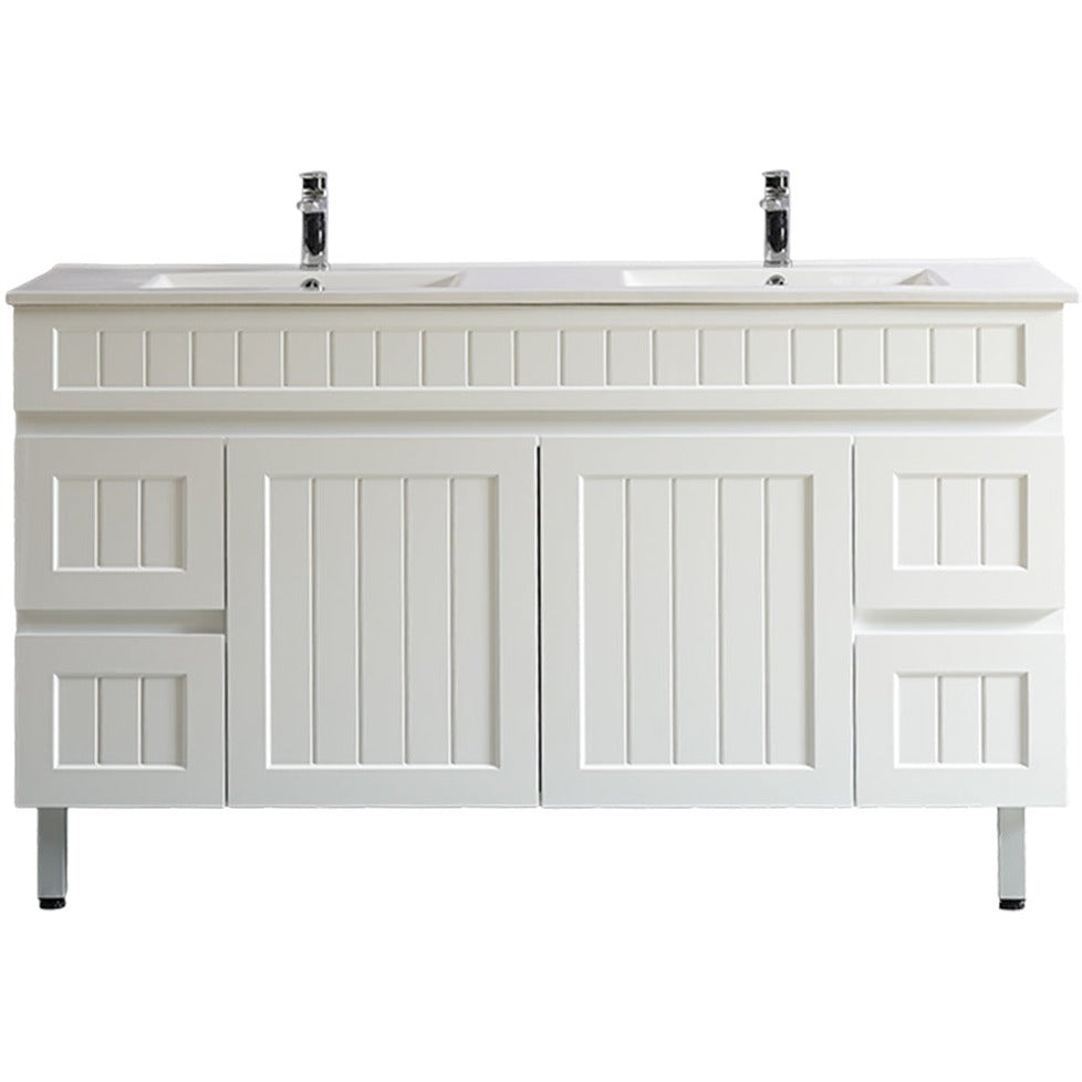 1500mm Acacia Shaker PVC Floor Vanity with Single/Double Bowl Option