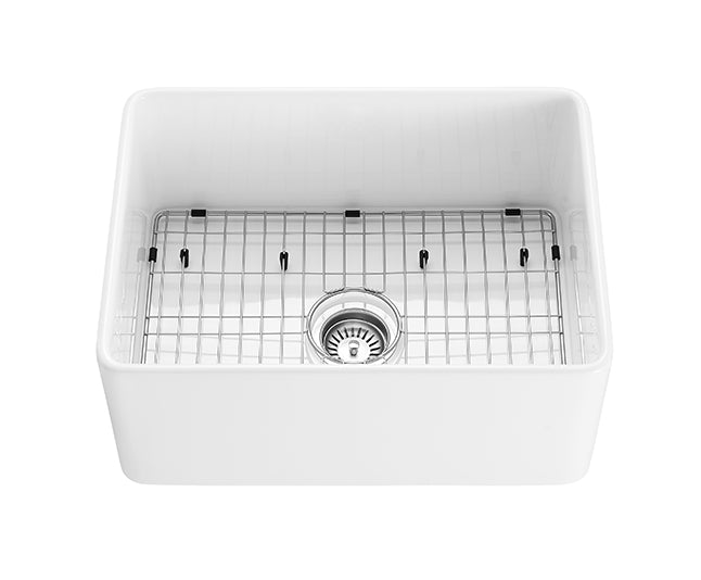 Gloss White POS Chelsea Fireclay Single Farmhouse Sink 660x451x253
