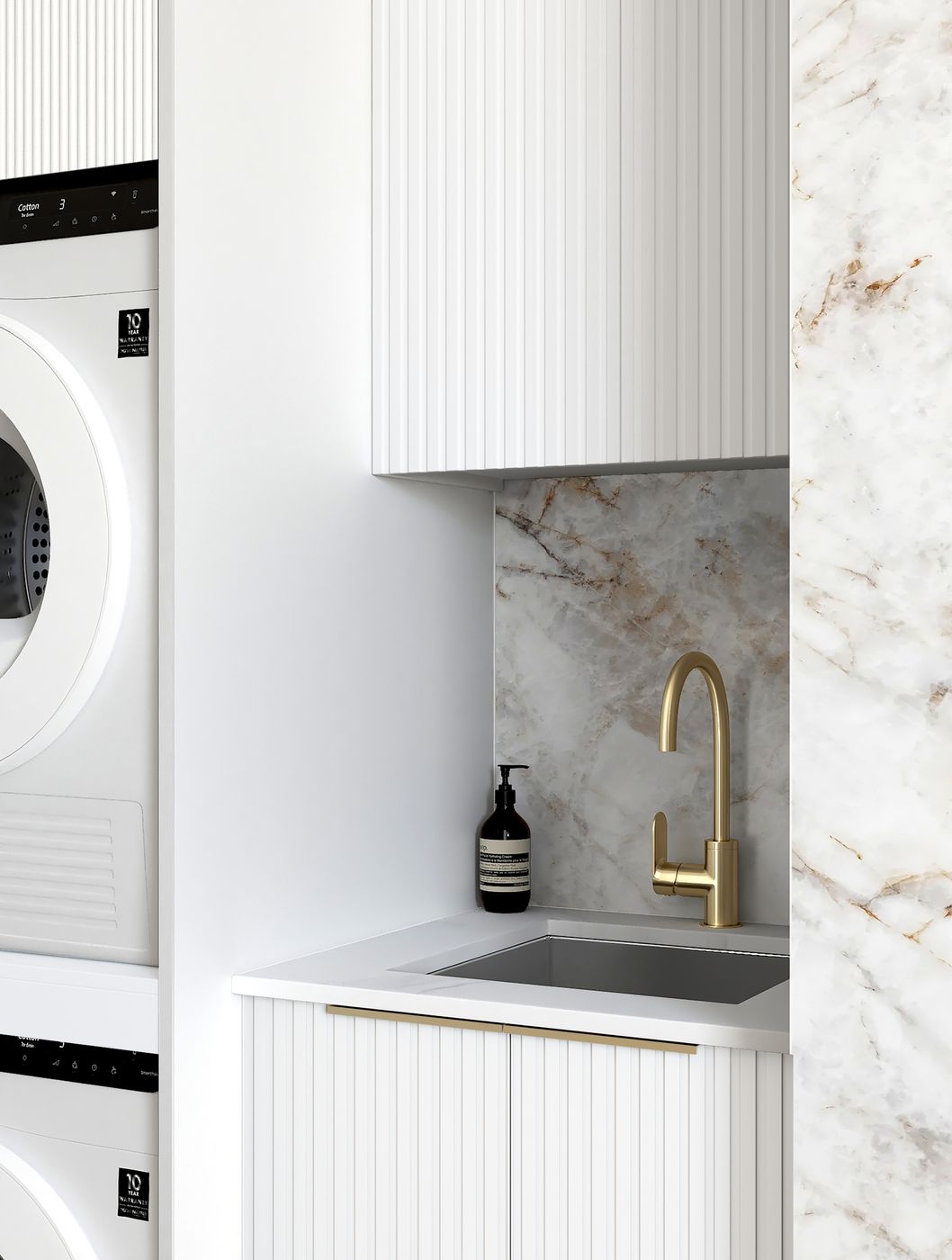 Exclusive Noosa White Laundry Cabinet Set 1305x600x2100 (Style C) - Ideal for Your Home