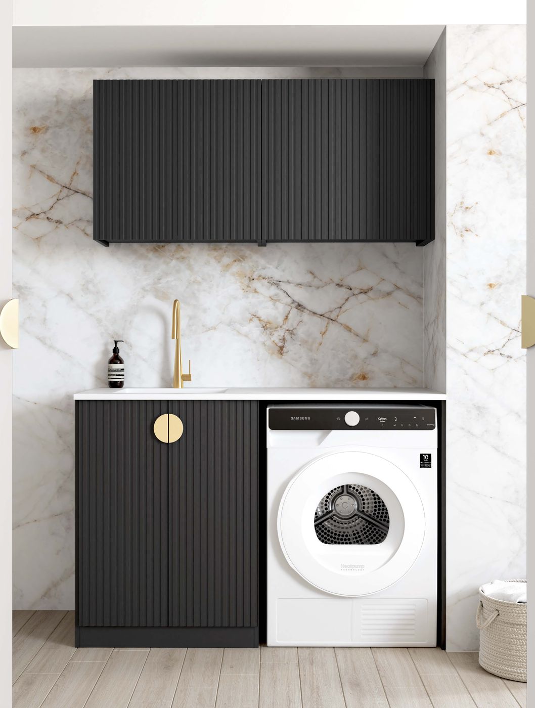 Exclusive Marlo Black Laundry Cabinet Set 1305x600x2100 (Style B) on Sale