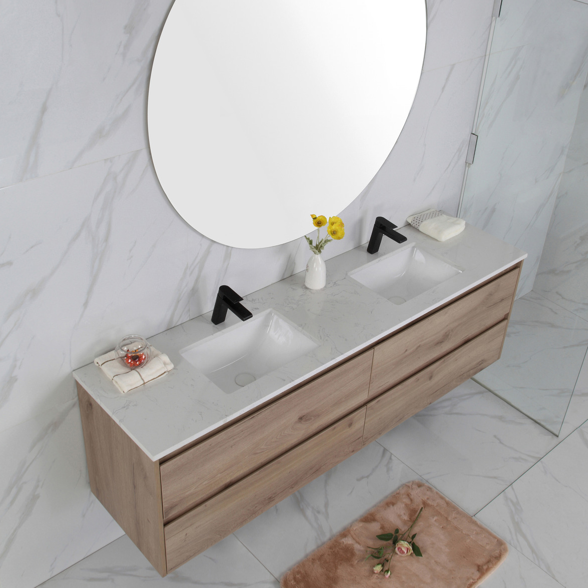 Exclusive MAX MDF Wall Hung Vanity in Natural Oak (All Sizes)