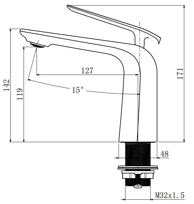 Esperia Matte Black Bathroom Sink Basin Mixer with 15-Year Warranty