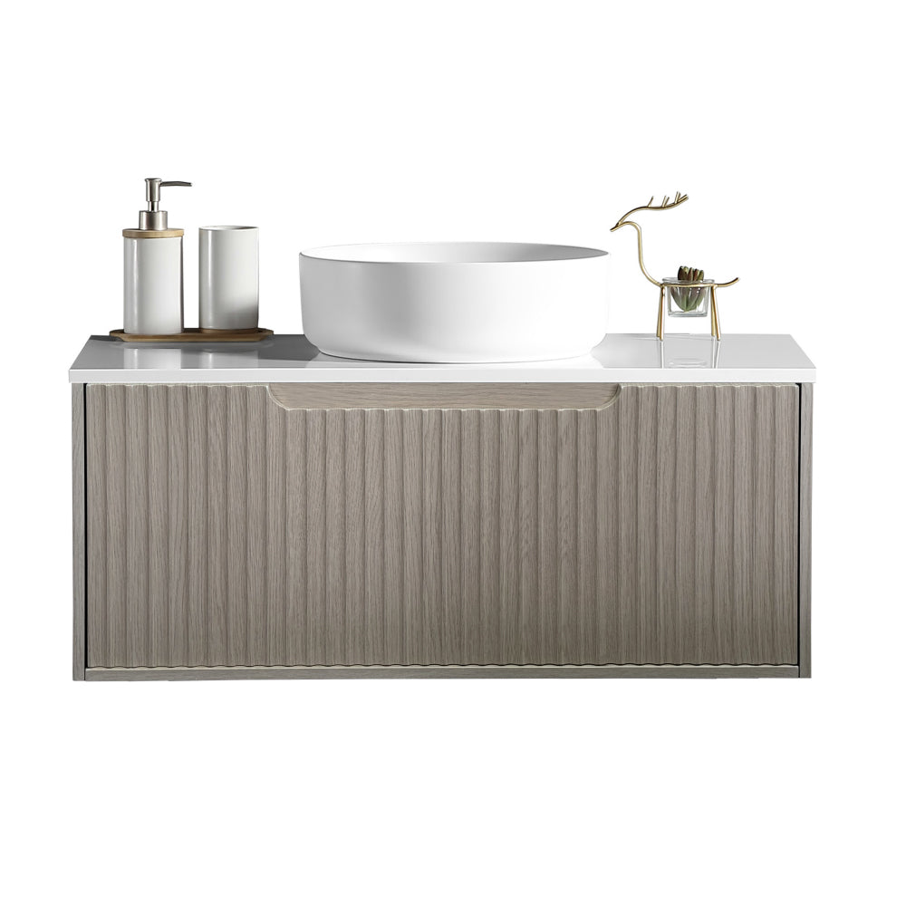 Get Stylish Fluted Rhea Wall-Hung Vanity in Natural Oak (All Sizes)