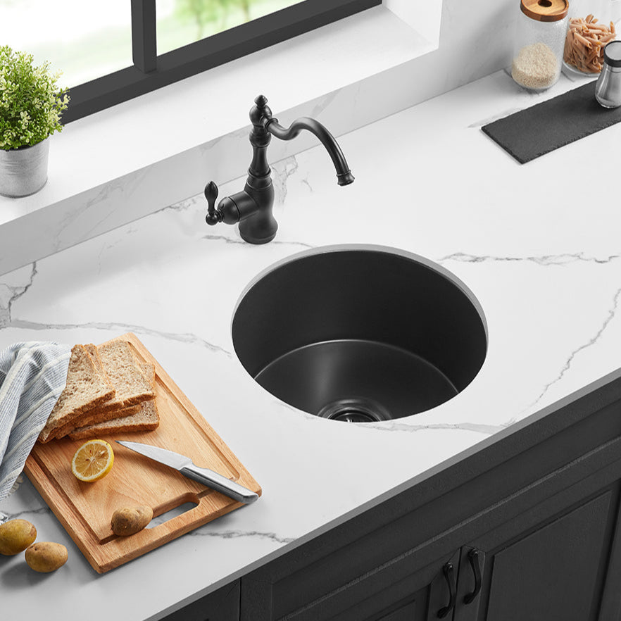 Matte Black POS Camden Fireclay Undermount Kitchen Sink, 470x228 Size