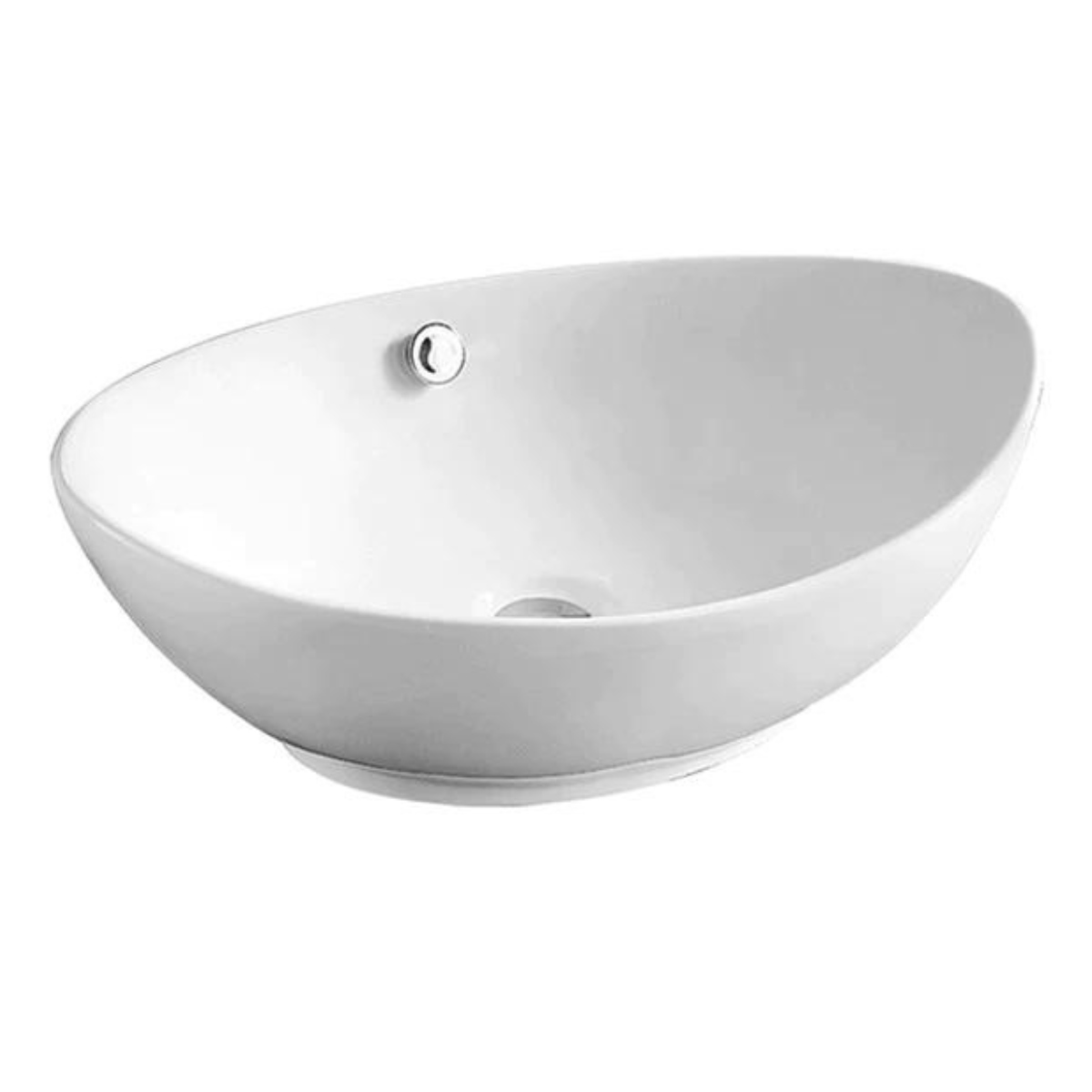 Glossy White Oval POSEIDON Basin Overflow (570x370x200)