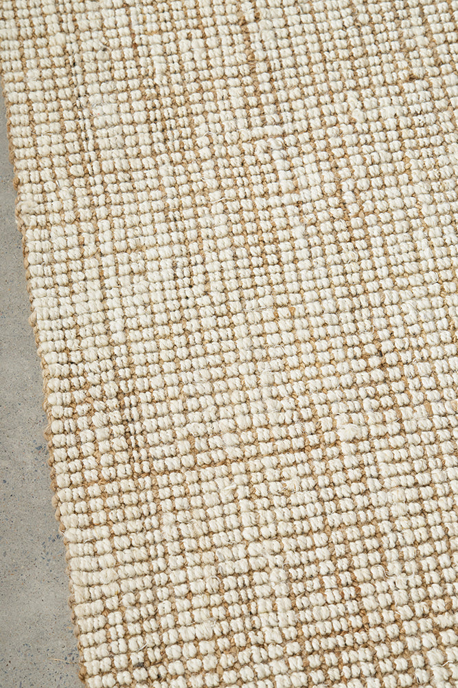 Stylish Madras Marlo Hand-loomed Jute Rug in Natural and White - Perfect for Home Decor
