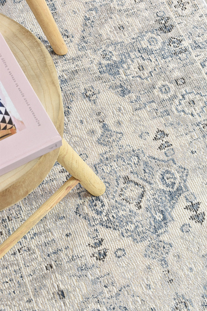 Hot Deal! Medina Blue & Light Grey Runner Rug 0320C