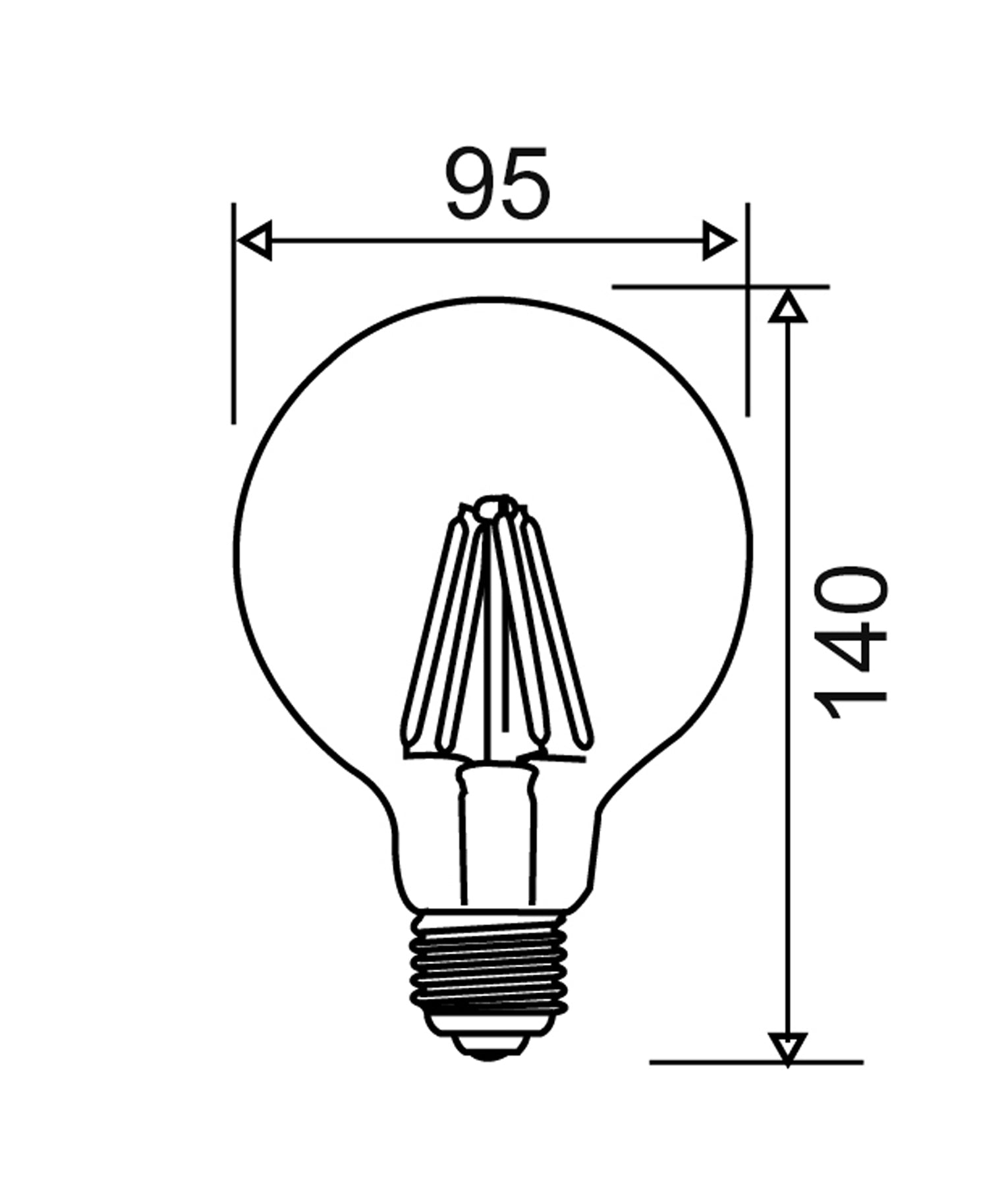 6W Frosted Diffuser Dimmable G95 LED Filament Globes