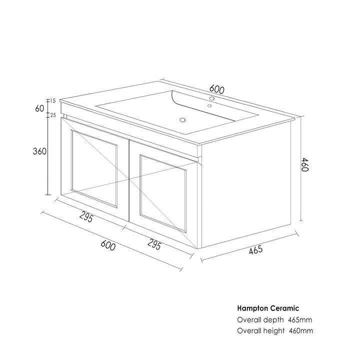 Hampton Mark II 600mm Matte Black Wall - Hung Vanity: Stylish Storage Deal