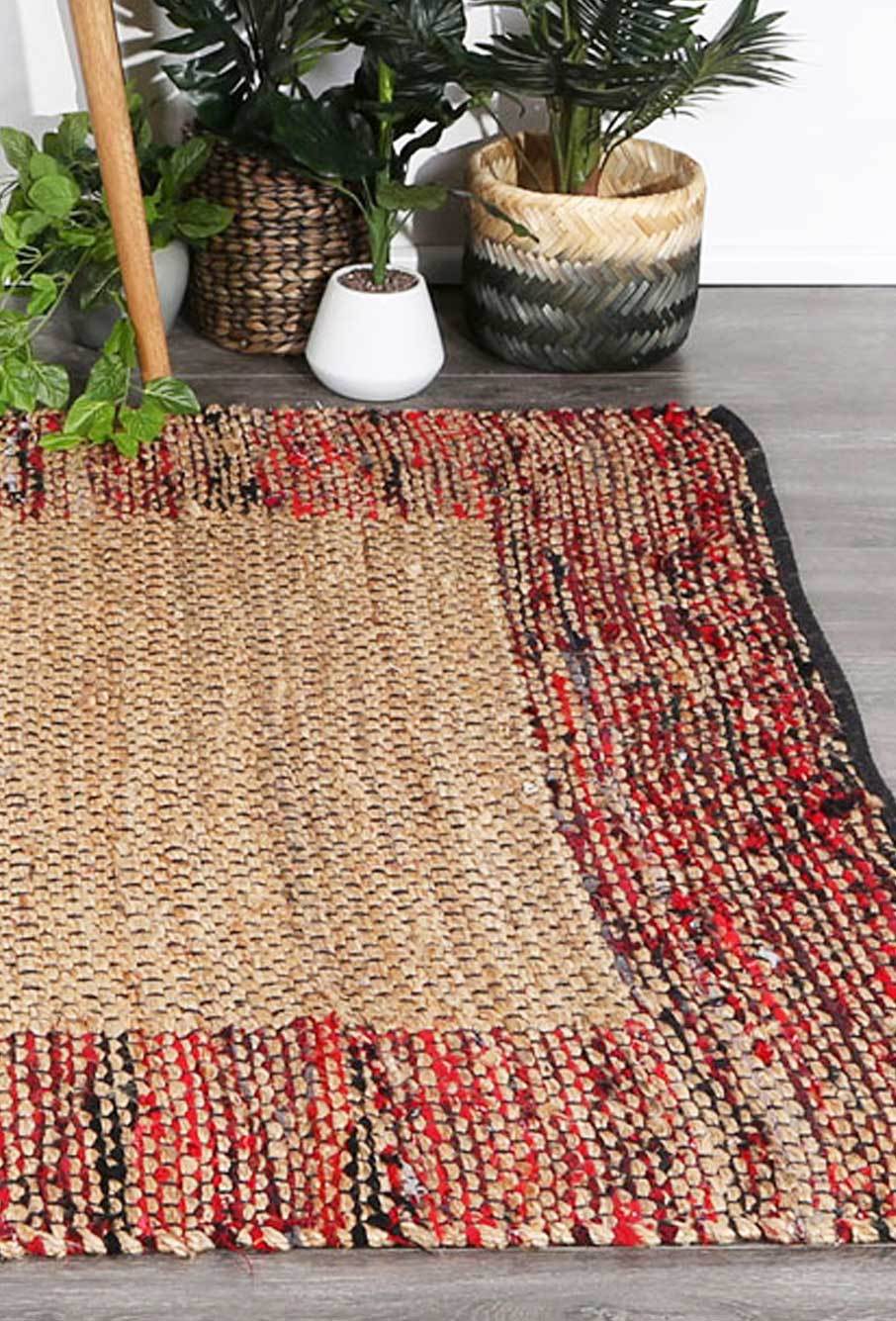 Exclusive Mahal Multi - Colour Border Jute Rug on Sale