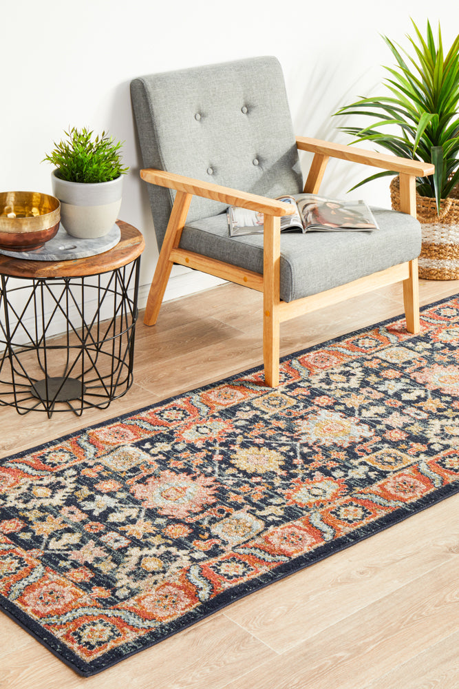 Navy Legacy 860 Runner Rug with Persian - Inspired Botanical Design