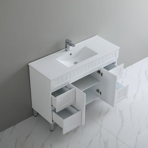1200mm Single Bowl ACACIA PVC Shaker Floor Standing Vanity