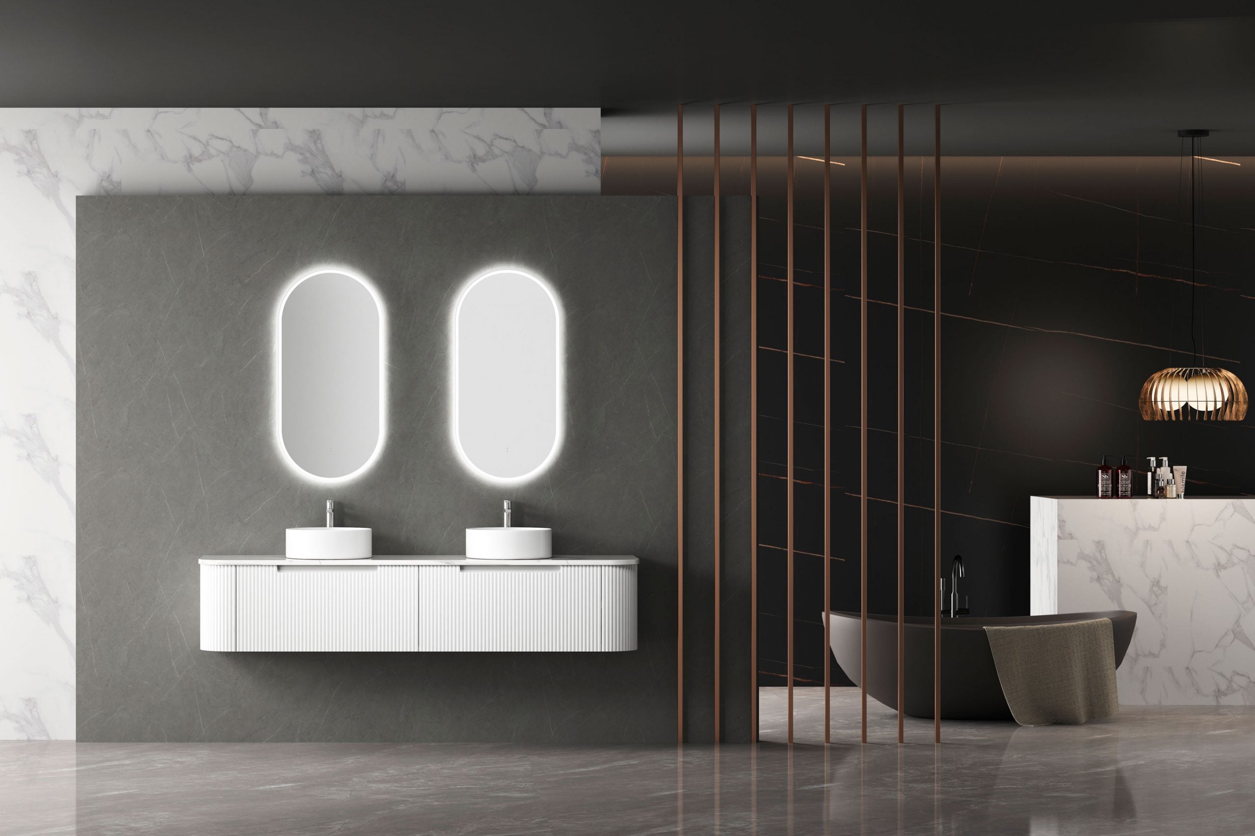 PETRA MARK II Wall - Hung Curved Vanity in Matte White, All Sizes Available, Ideal for Your Bathroom