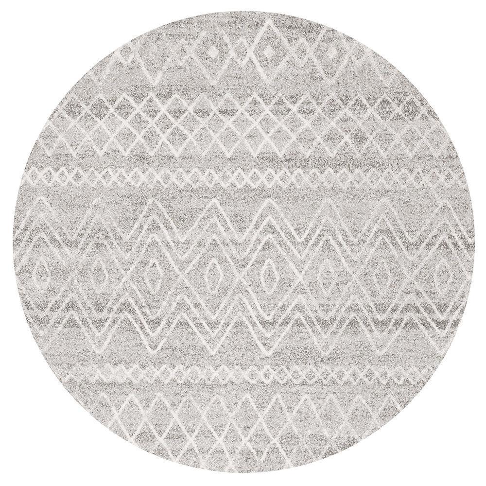 Grey Rustic Tribal-Style Round Oasis Nadia Rug