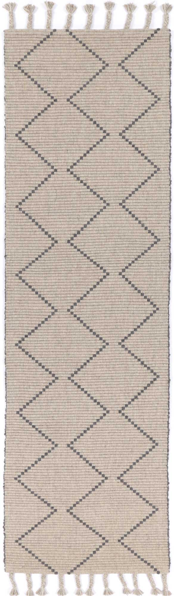 Ash-colored Handmade Anjuna Zig-Zag Wool Blend Rug for Cozy Home