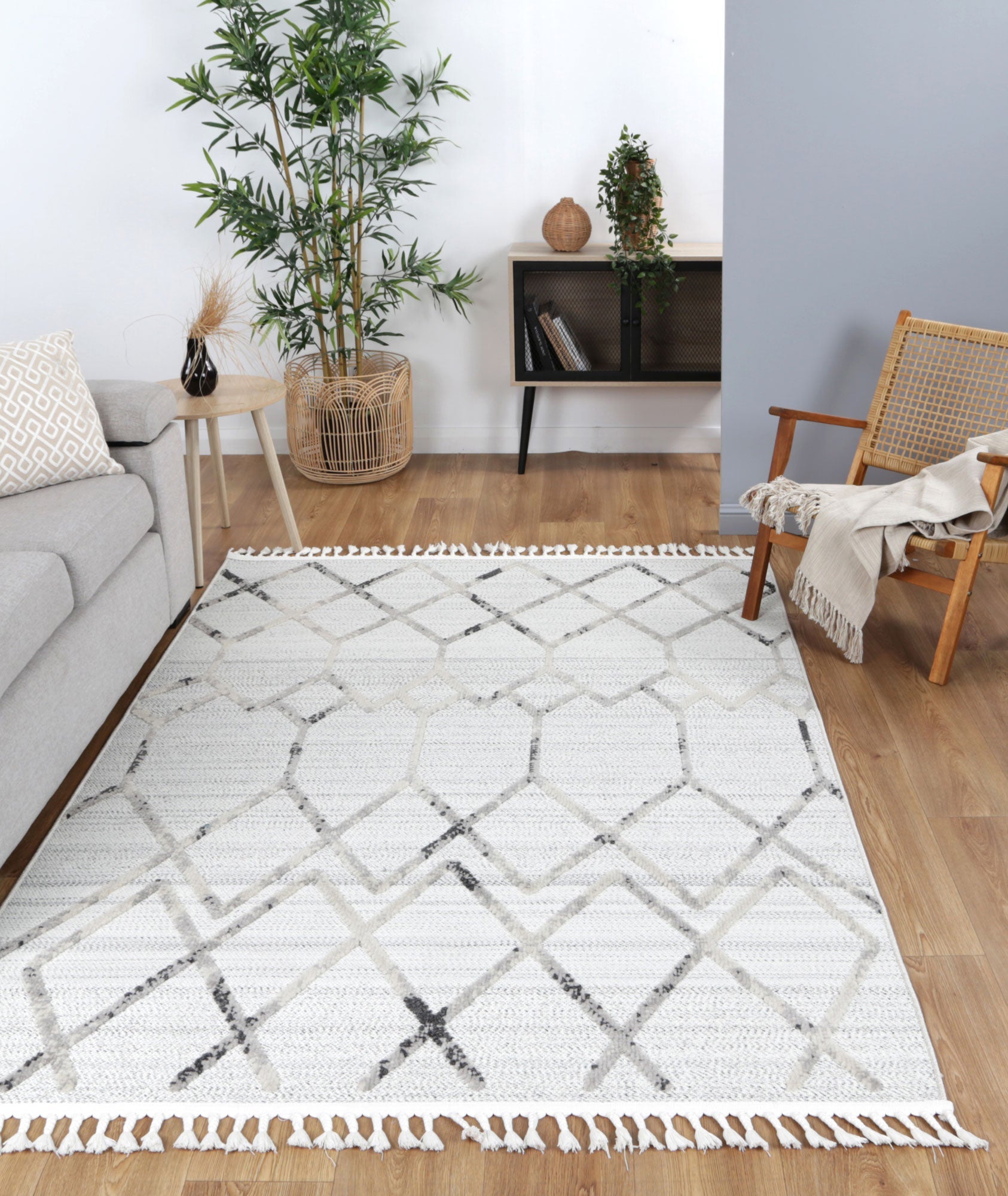Hot! Nefeli Grey Diamond Polypropylene Rug