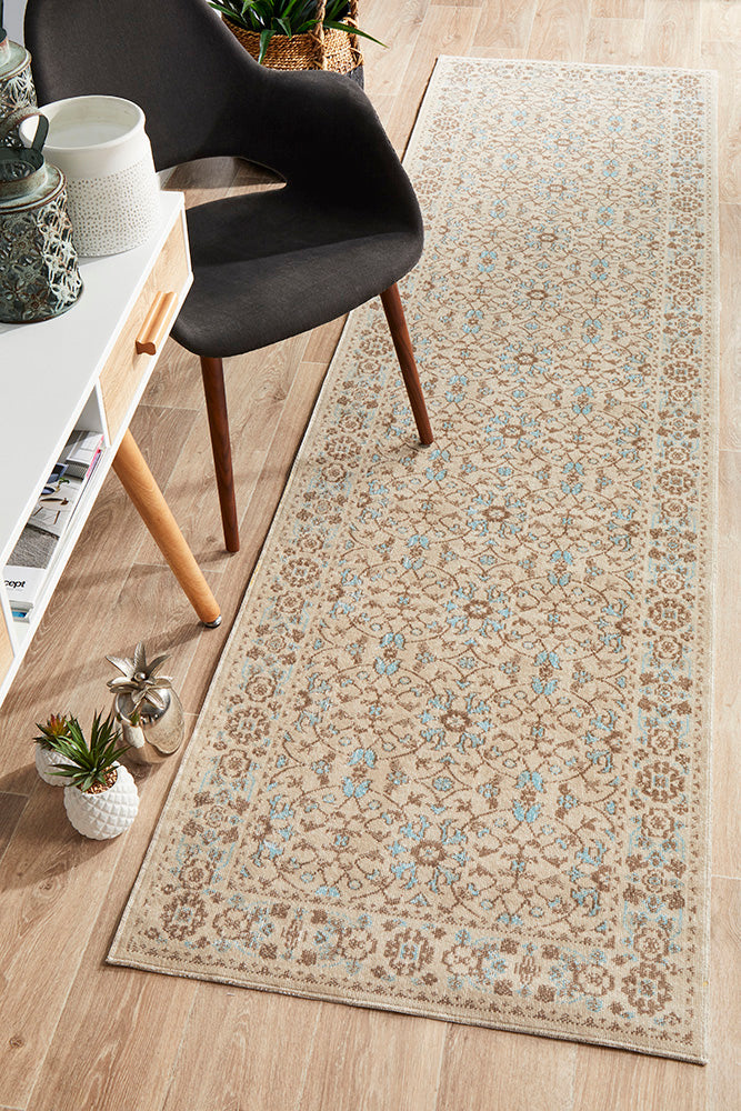 Distressed Look Washed Bone Eternal Whisper Runner Rug for Modern Homes