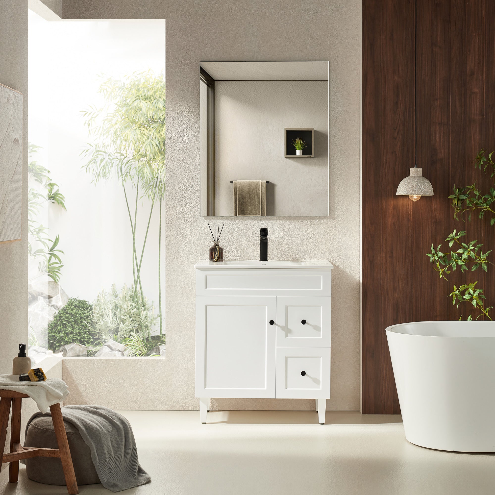 750mm Matte White Harrington PVC Freestanding Floor Cabinet Vanity