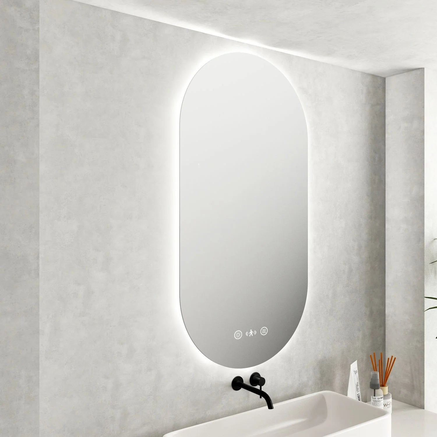 Hot Sale! Mercio Oval Frameless LED Bathroom Mirror, 500x900mm