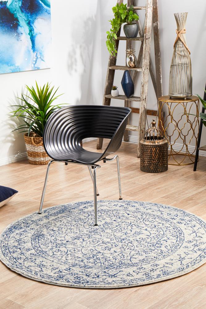 Hot Deal! Transitional Round Evoke Whisper White Polypropylene Rug for Home Centerpiece