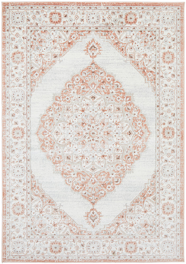 Exquisite Emotion 77 Blush Peach and Ivory Polyester Rug
