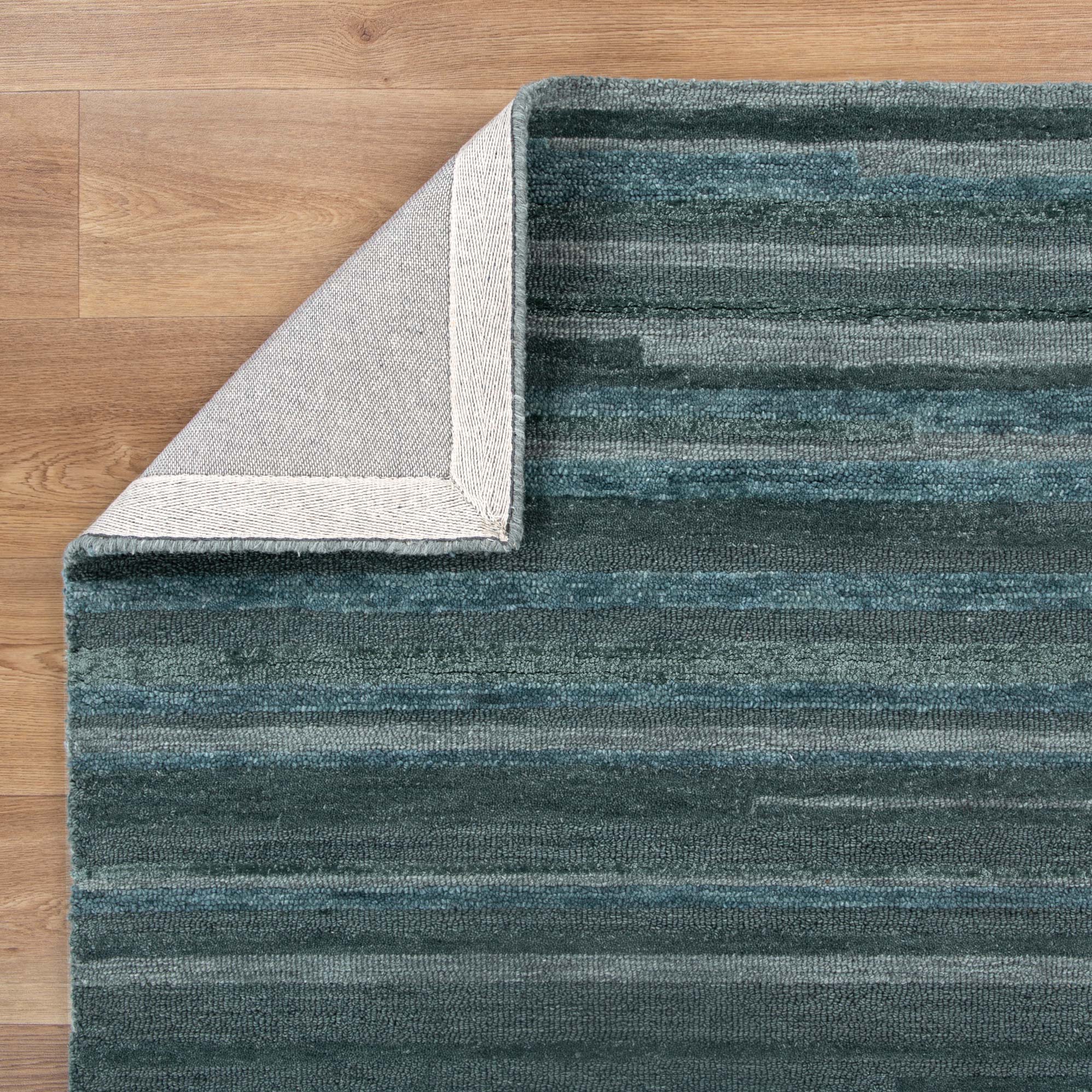 Exclusive Les Nomades Teal Wool Linear Rug on Sale