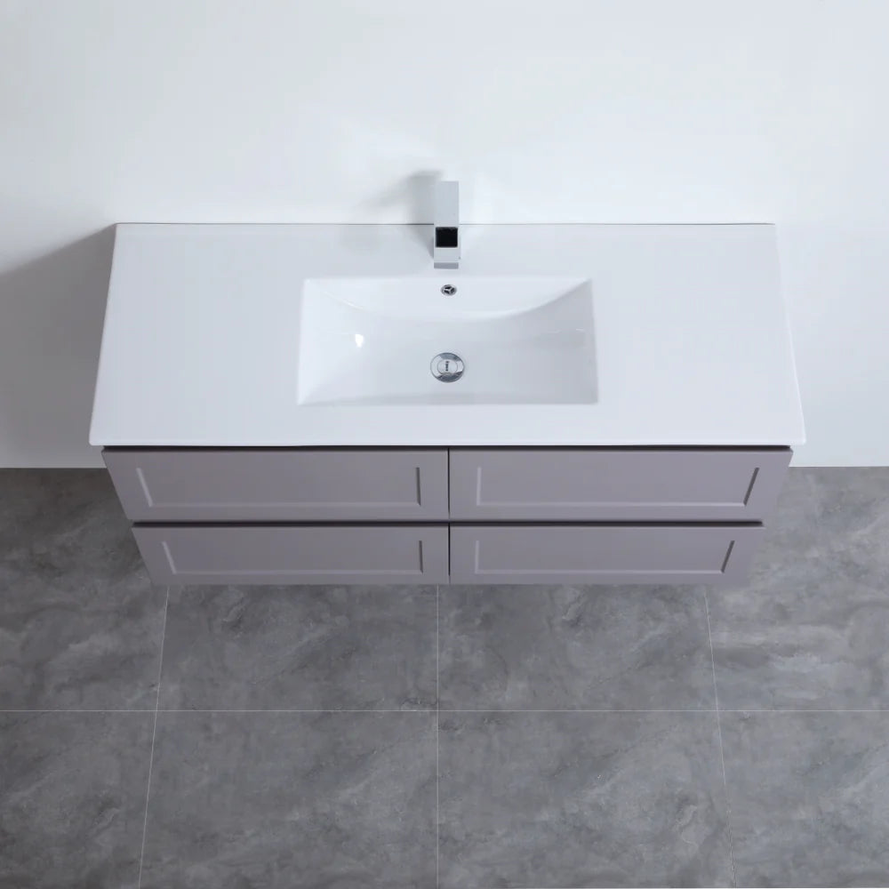 1200mm Fremantle Wall - Hung PVC Vanity in Matte Grey (Single or Double Bowl)