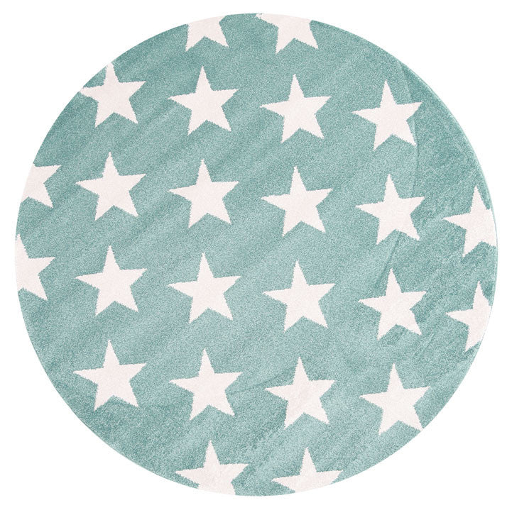 Hot Sale! Piccolo Aqua White Stars Rugs for Kids - Ideal for Both Boys and Girls