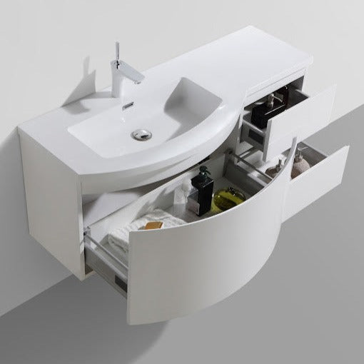 Discount! ALEXANDRA 760mm Wall - Hung Bathroom Vanity in Gloss White