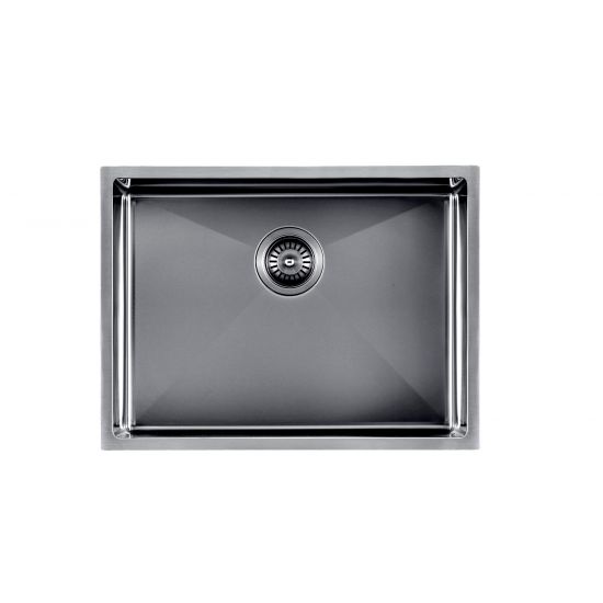 Hot Deal! Gun Metal Grey 1.2mm Thick 600x450x300mm Handmade PVD Coated Stainless Steel Single Sink Set