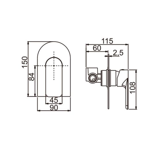 Hot Sale! Persano Chrome Solid Brass Wall - Mounted Shower and Bath Mixer for Your Bathroom