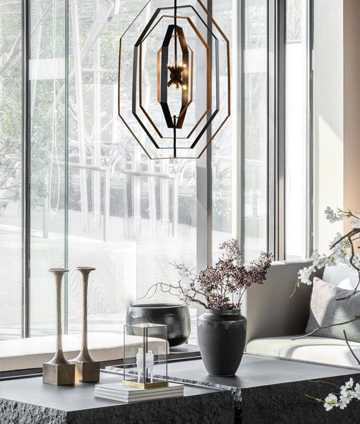 ORBITA Bohemian-Style Oil Rubbed Bronze Hexagonal Single Pendant Light