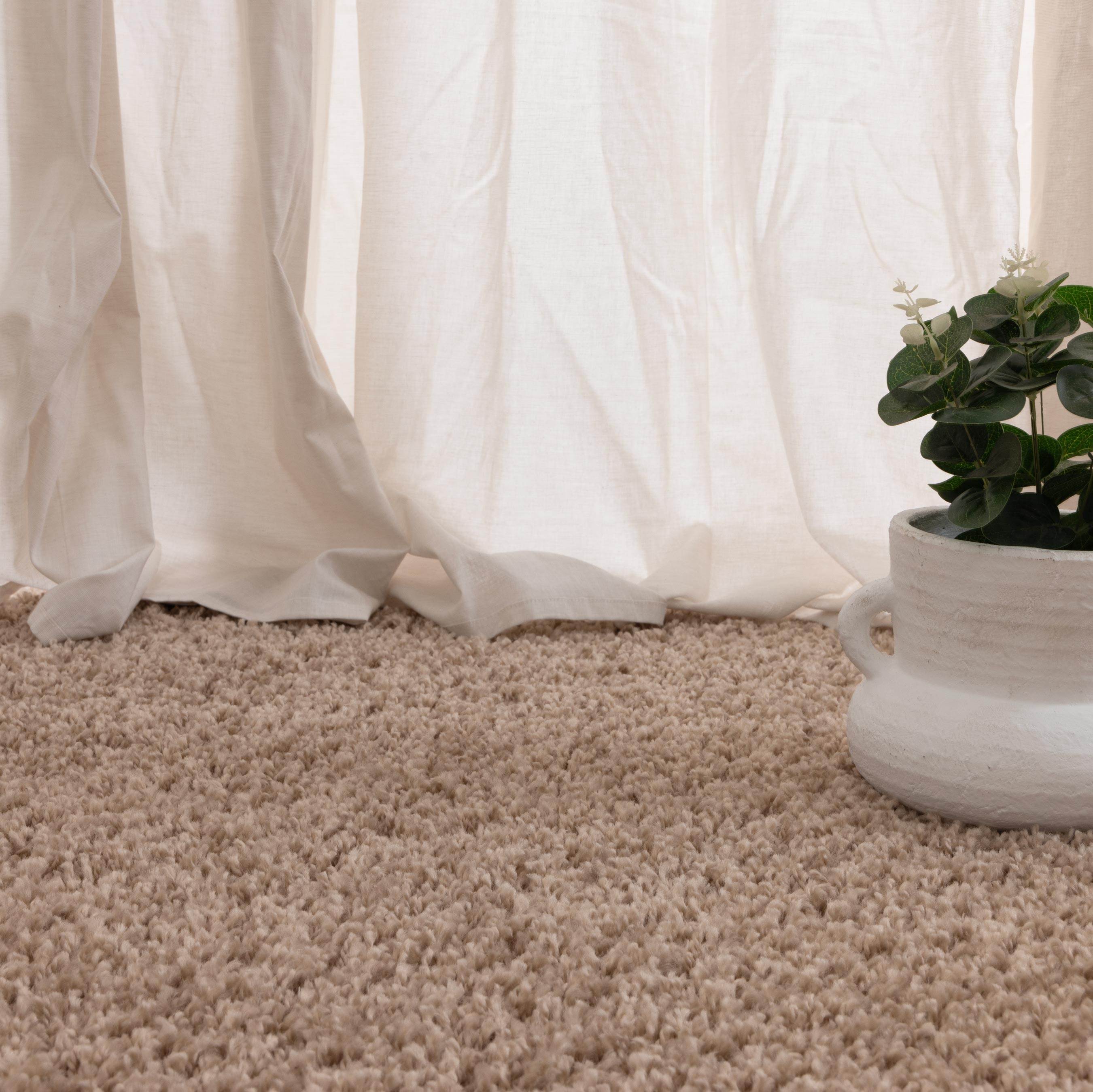 Get Cozy with Florence Shaggy Light Beige Machine-Made Polypropylene Rugs