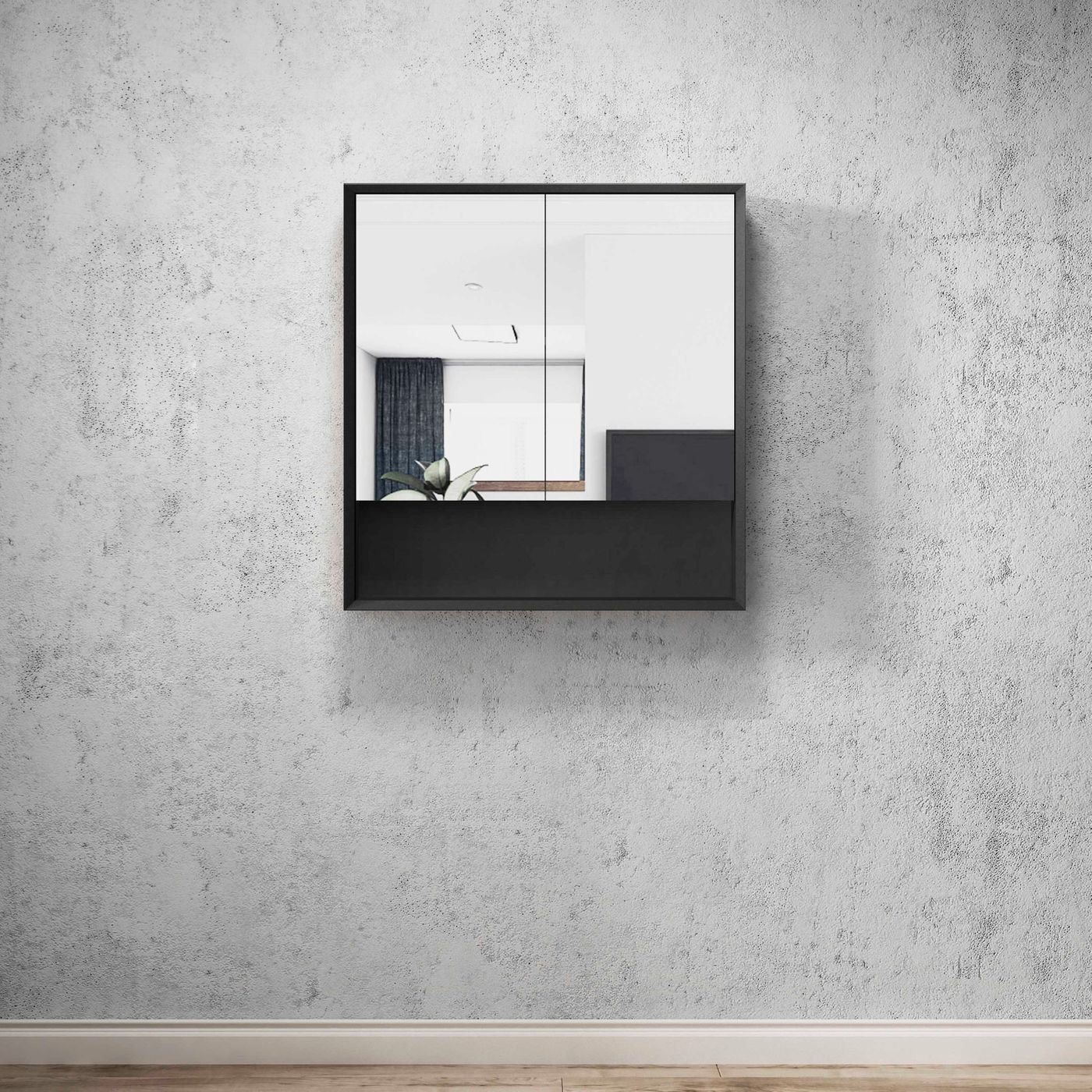 Hot! MARLO 750mm Matte Black Mirror Shaving Cabinet