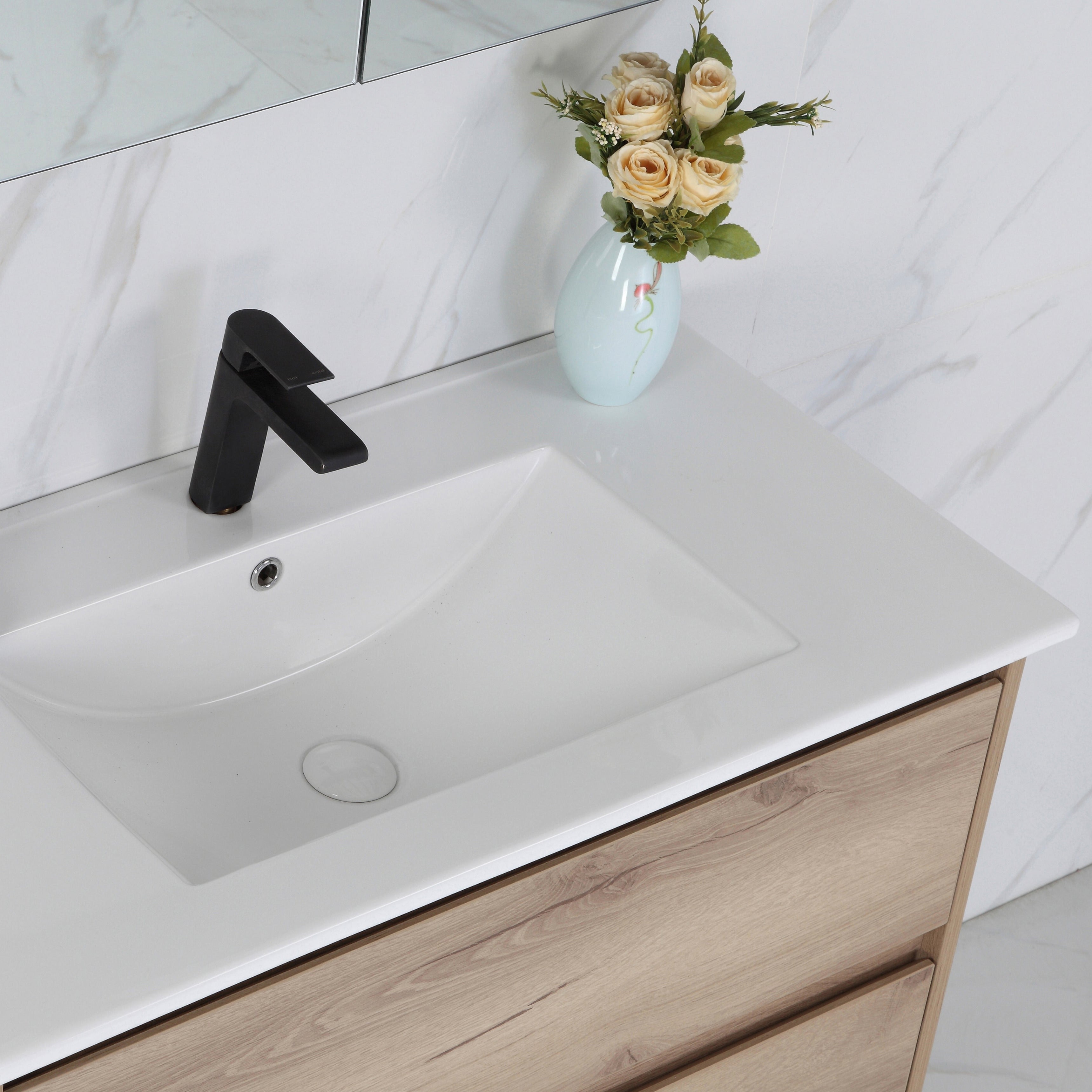 Exclusive MAX MDF Wall Hung Vanity in Natural Oak (All Sizes)