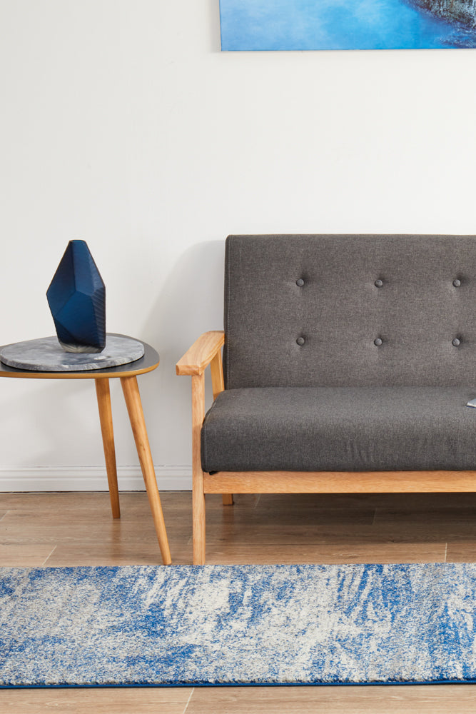 Modern Blue-Grey Mirage Casandra Dunescape Runner Rug with Timeless Design