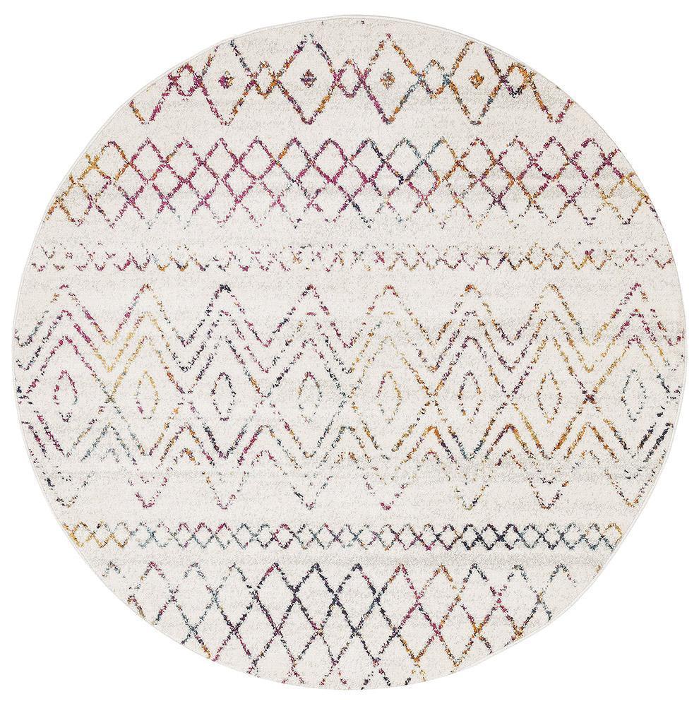 Oasis Nadia Multi - Color Rustic Tribal Round Polypropylene Rug