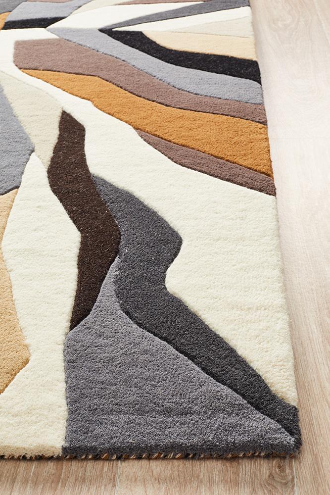 903 Fossil Pure Wool Matrix Hand - Tufted Geometric Rug