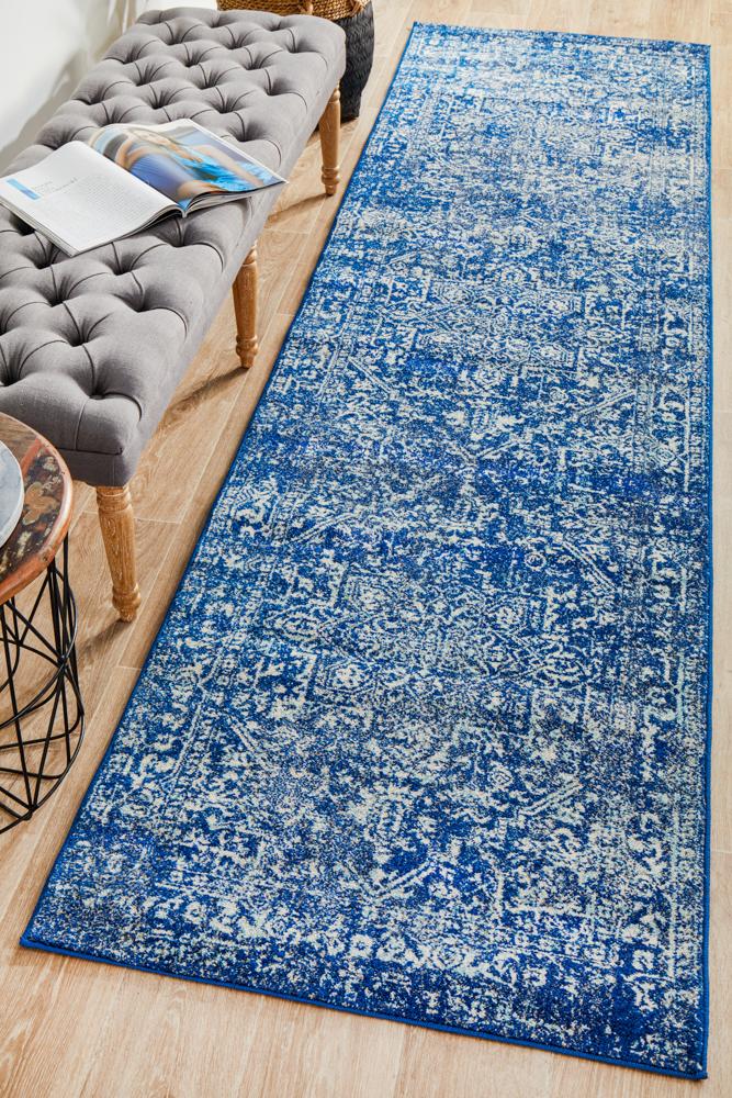 Hot! Evoke Navy Transitional Runner Rug with Persian Motif